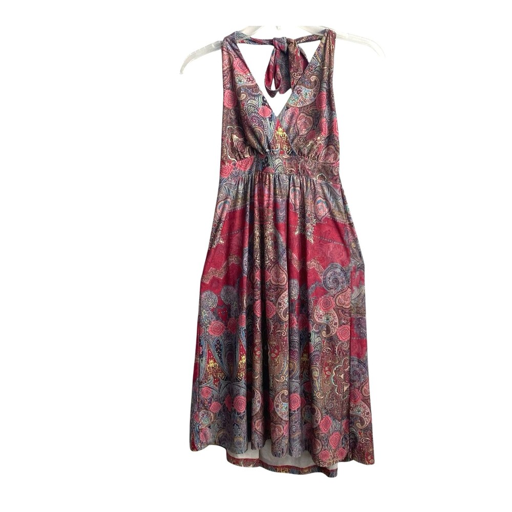 Ilse Jacobsen Classic Women's Multicolored‎ Halter Midi Dress Strech Size Small